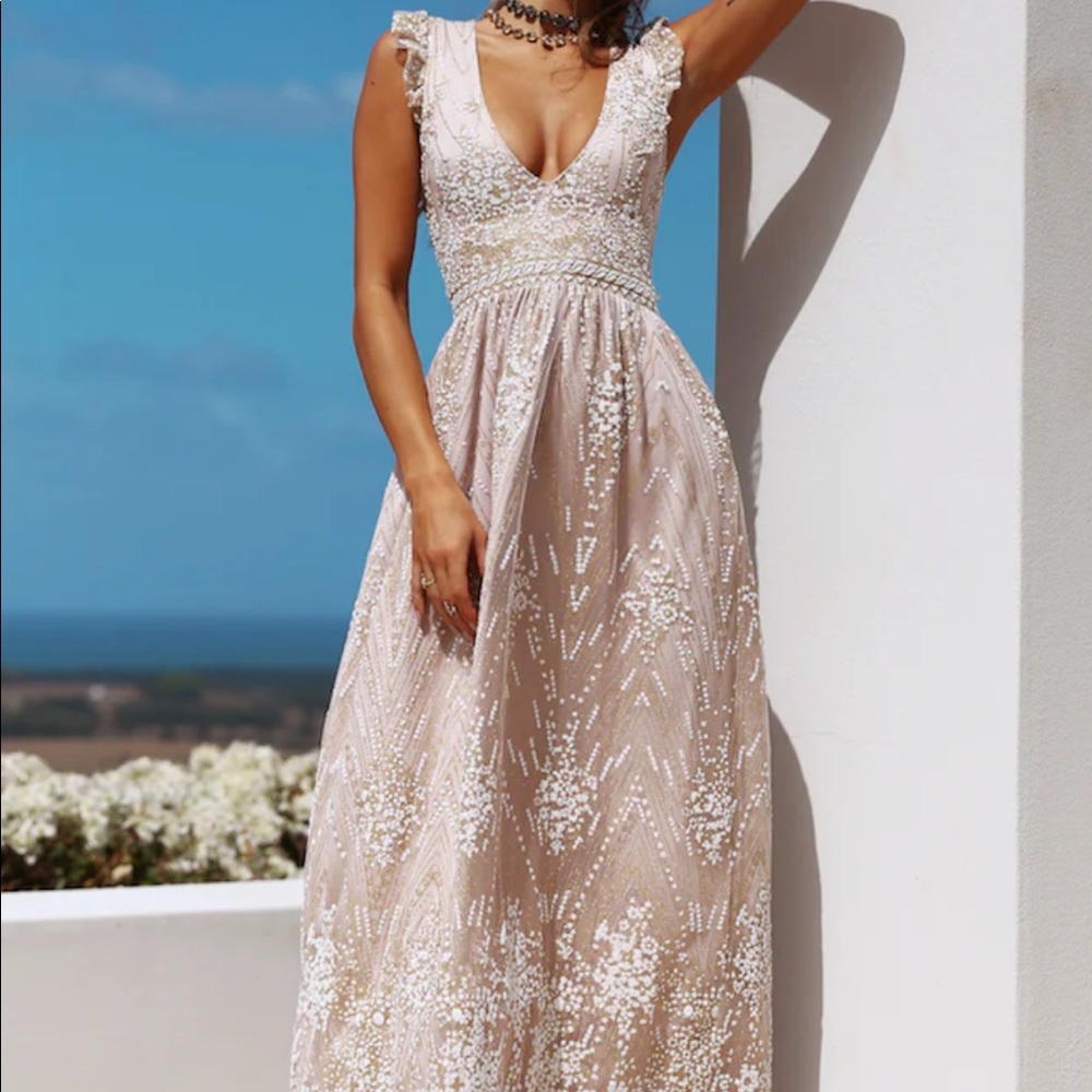 GOLD ON THE CEILING MAXI DRESS CHAMPAGNE